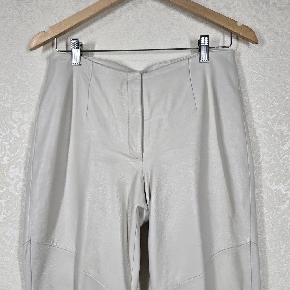 Venus Williams Wilsons Leather Pants sz 8 Beige Flare Leg Lined READ - Picture 2 of 15